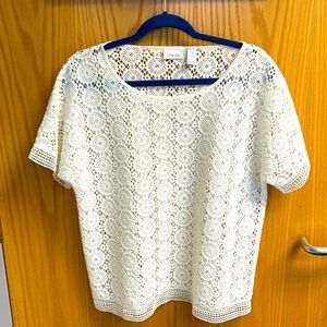 Chico's Ecru Lace Cora Crochet Short Sleeve
Pullover Top Chico's sz 1
